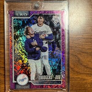 Dodgers Duo Holographic Baseball Card - Purple Accent